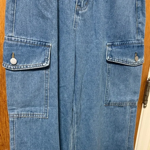 Blue Denim Cargo Pants by SHEIN - Picture 4 of 8